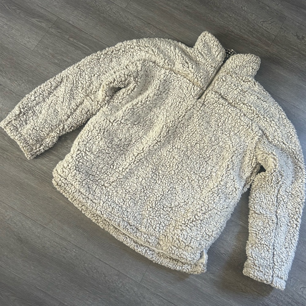 Thread & Supply Light Gray Sherpa Zip Pullover